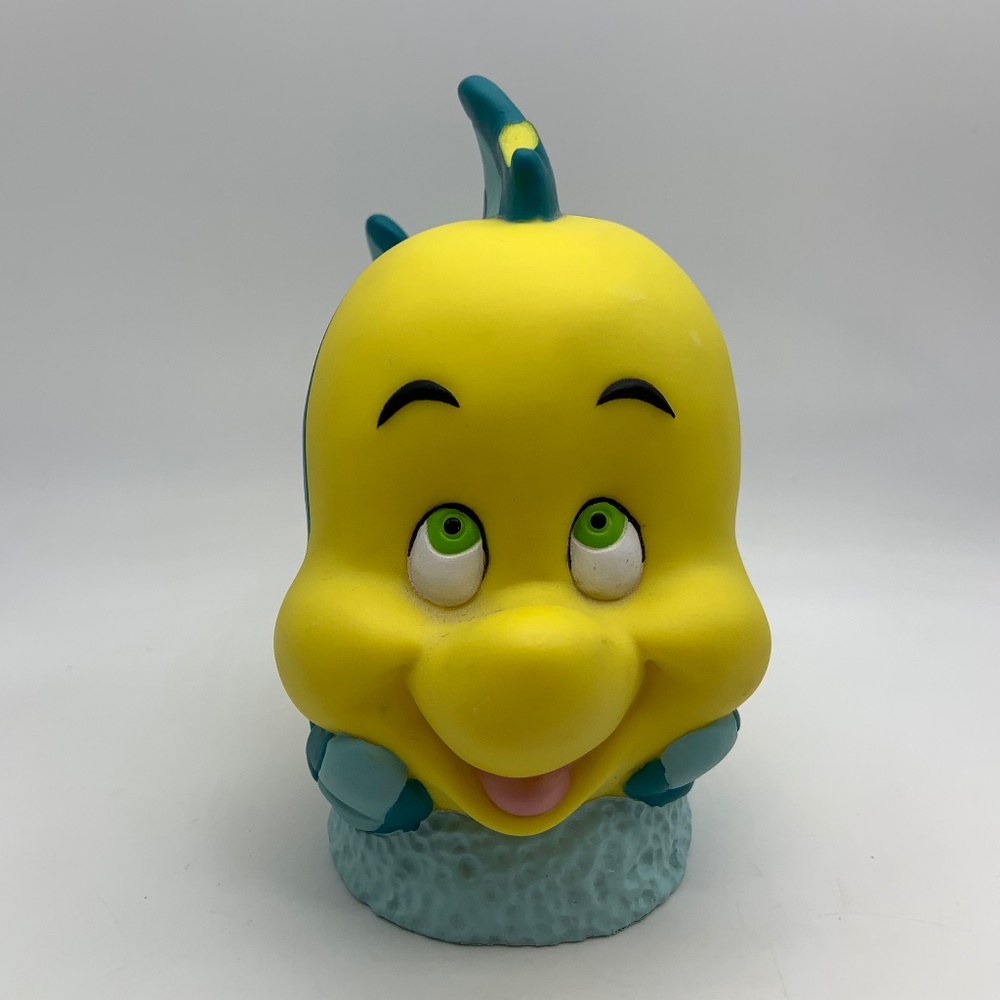 RARE Vintage Disney The Little Mermaid Flounder Hard Plastic Coin Bank 1994